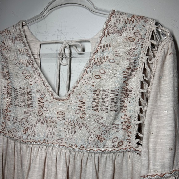 Free‎ People Dreamland Mini Dress Womens Small Embroidered Long Sleeve Boho Chic - Picture 10 of 16